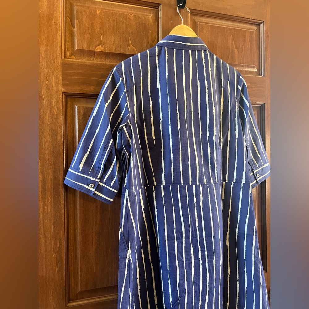 Marimekko Shirt Dress Piccolo Stripes Blue and White Size 40 (Medium) - Picture 7 of 15
